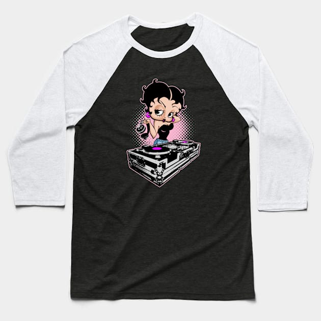 BETTY BOOP TURNTABLES - 2.0 Baseball T-Shirt by KERZILLA